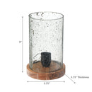 Seeded Glass Uplight With Wood Base