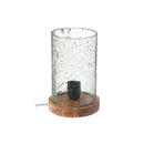 Seeded Glass Uplight With Wood Base