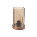 Smoke Luster Hammered Glass Uplight With Wood Base