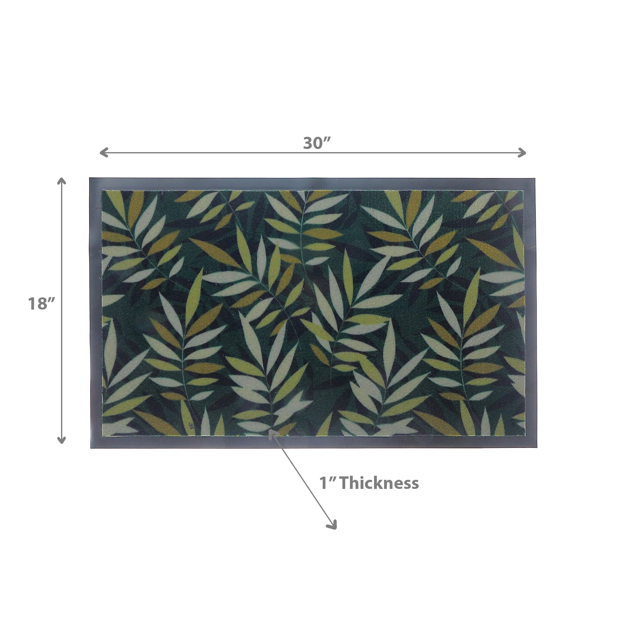 Printed PVC Mat Scattered Leaves Green 18"x30" – Indoor/Outdoor Decorative Mat