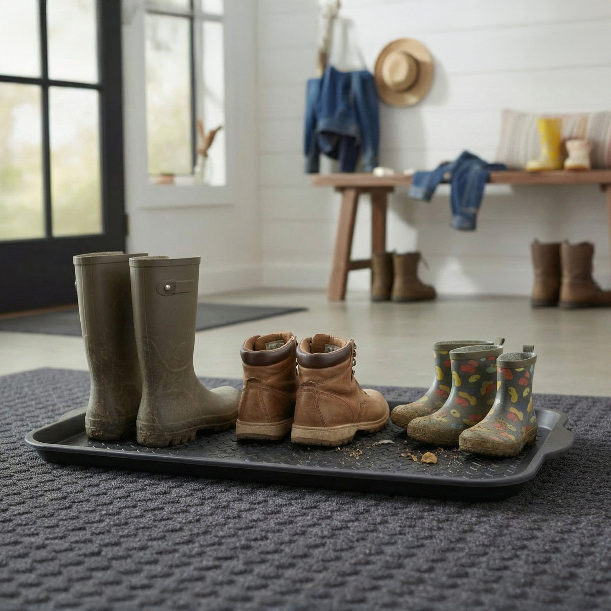 Large Oversized Boot Tray with Stylish Trellis Pattern, Measuring 39" x 19"