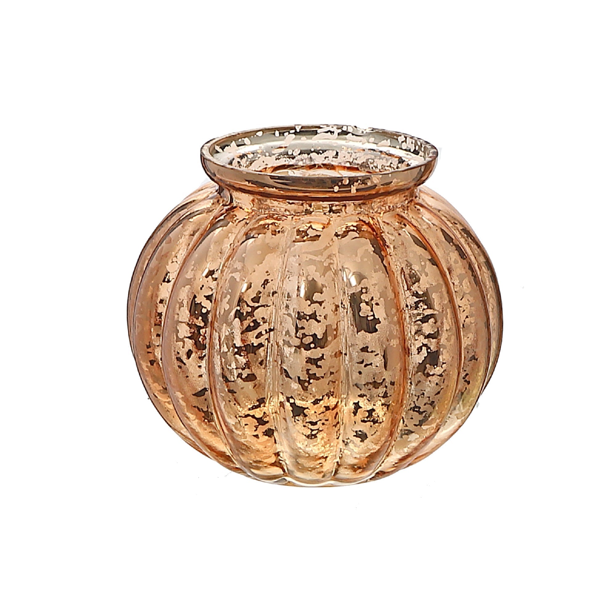 Mercury Sphere Ribbed Tealight Holder Bronze Set Of 2, Decorative Candle Holder, Home Accent