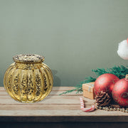 Mercury Sphere Ribbed Tealight Holder Gold Set Of 2, Decorative Candle Holder, Home Accent