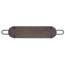 Custom Natural Acacia Wood Oval Serving Board With Gunmetal Handles
