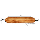 Custom Natural Acacia Wood Oval Serving Board With Gunmetal Handles