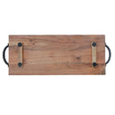 Custom Natural Acacia Wood Rectangle Serving Board With Black Handles