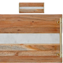 Custom Acacia Wood & Marble Rectangle Serving Tray Gold Handles