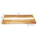 Custom Acacia Wood & Marble Rectangle Serving Tray Gold Handles