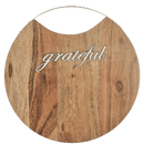 Custom Acacia Wood Round Cutting Board With Grateful Inlay
