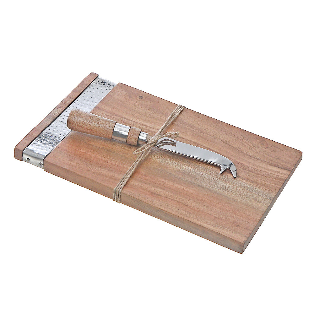 Custom Acacia Wood Rectangle Cheese Board With Cheese Spreader, Wooden Charcuterie Serving Board, Kitchen Entertaining Set