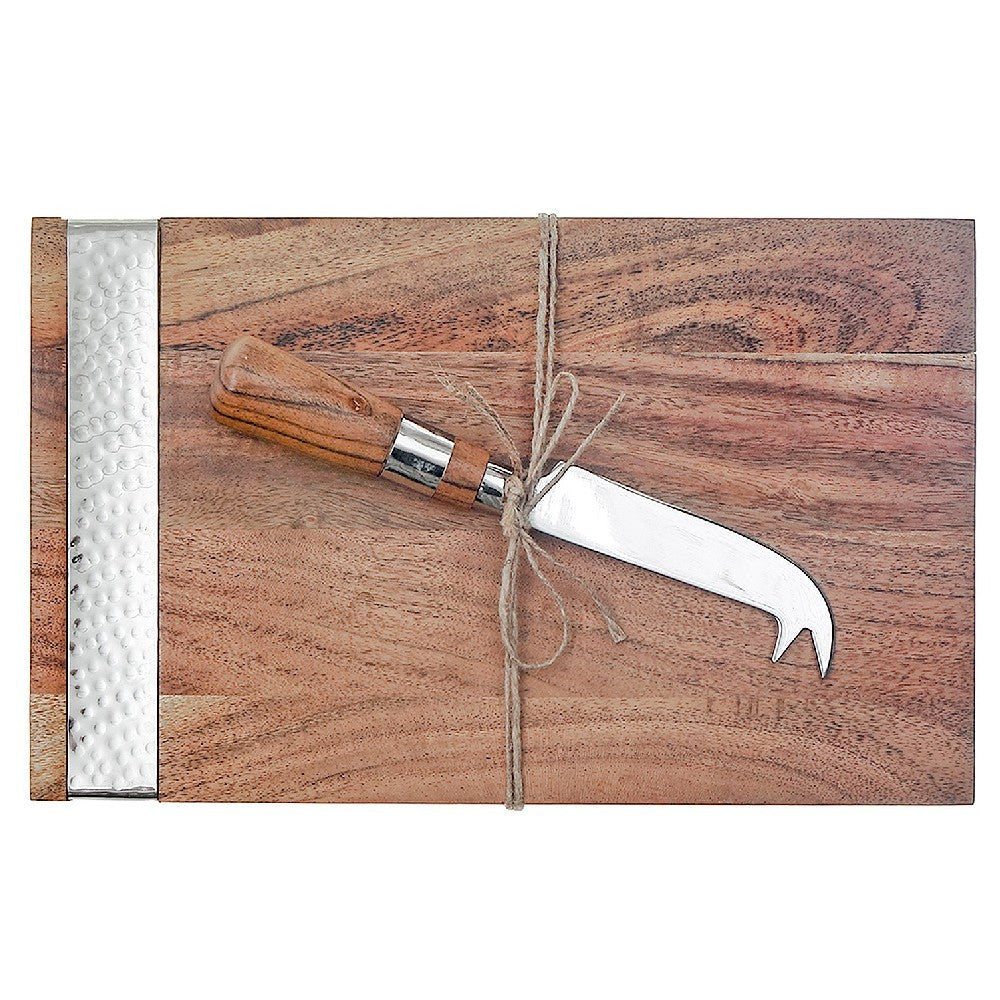 Custom Acacia Wood Rectangle Cheese Board With Cheese Spreader, Wooden Charcuterie Serving Board, Kitchen Entertaining Set
