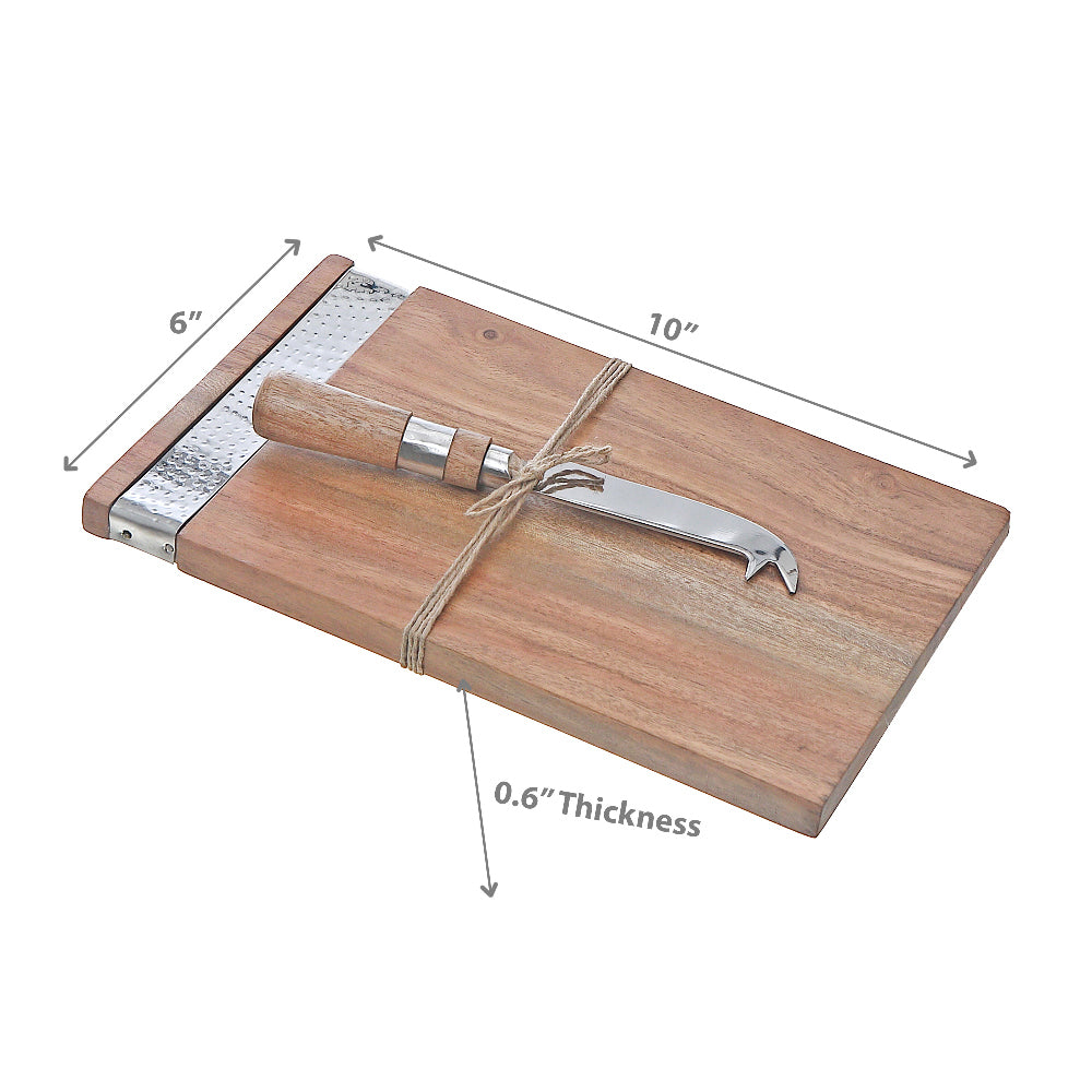 Custom Acacia Wood Rectangle Cheese Board With Cheese Spreader, Wooden Charcuterie Serving Board, Kitchen Entertaining Set