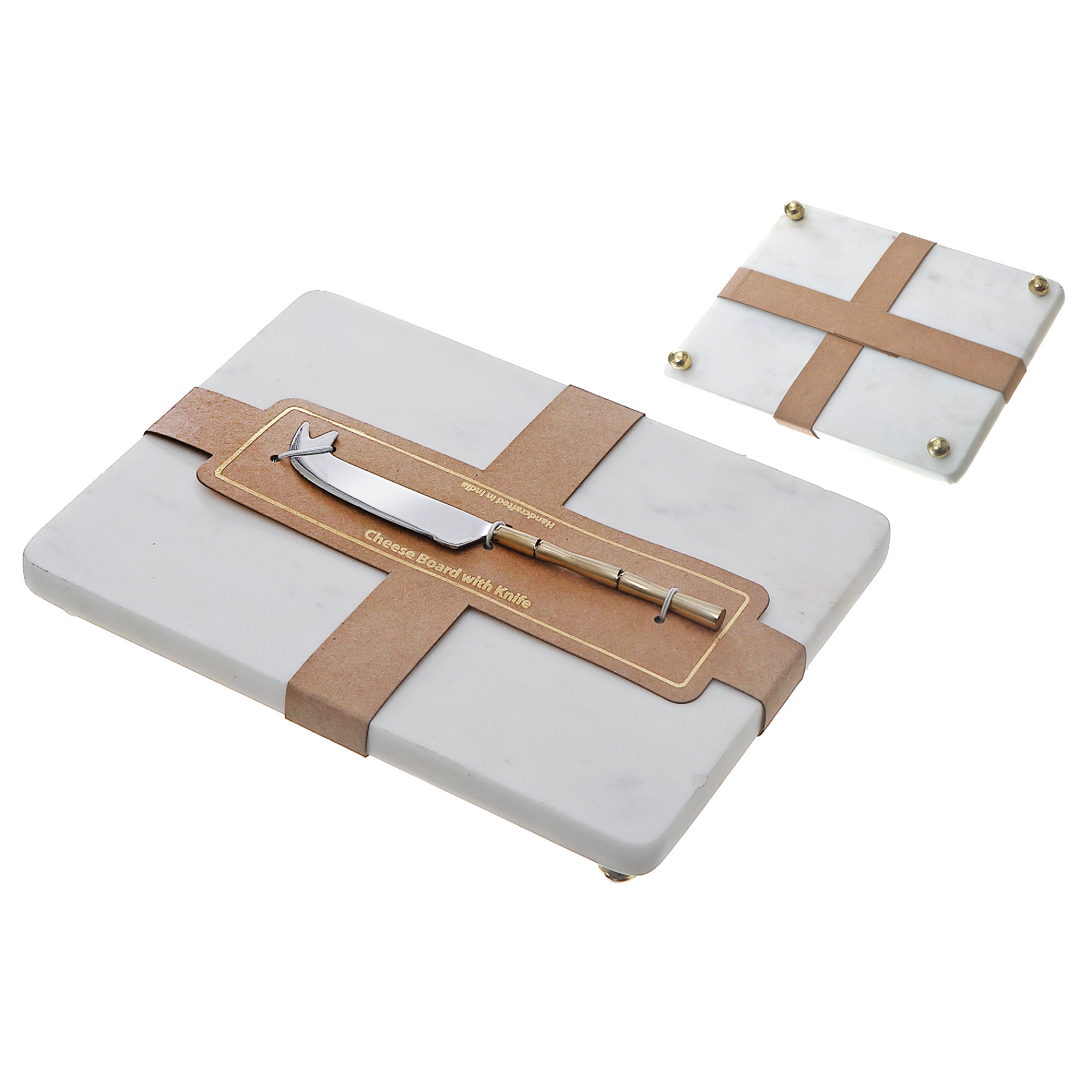 White Marble Rectangle Cheese Board With Cheese Spreader, Kitchen Serving Board