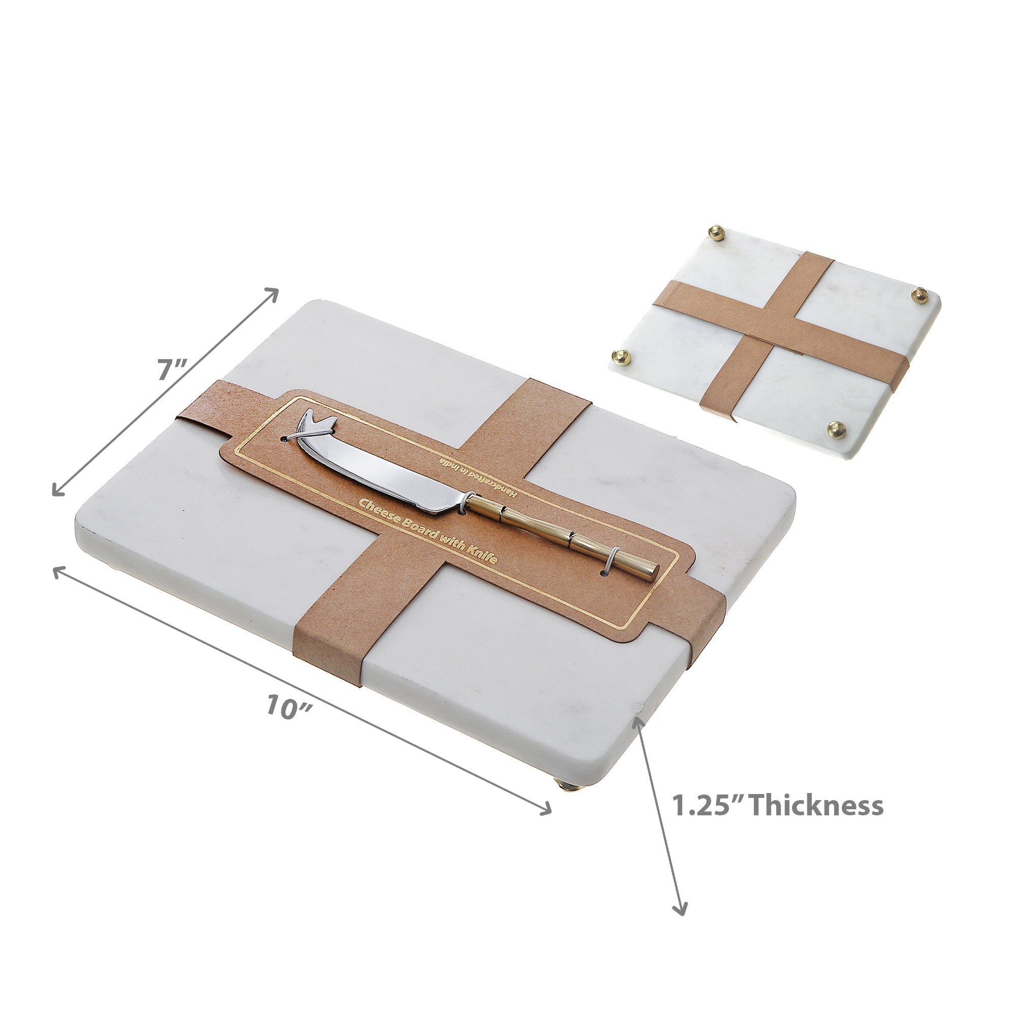 White Marble Rectangle Cheese Board With Cheese Spreader, Kitchen Serving Board
