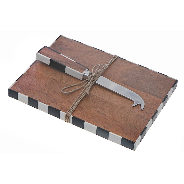 Acacia Wood Rectangle Cheese Board & Spreader