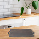 Acacia Wood Rect. Serving Board W/ Gun Metal Handles