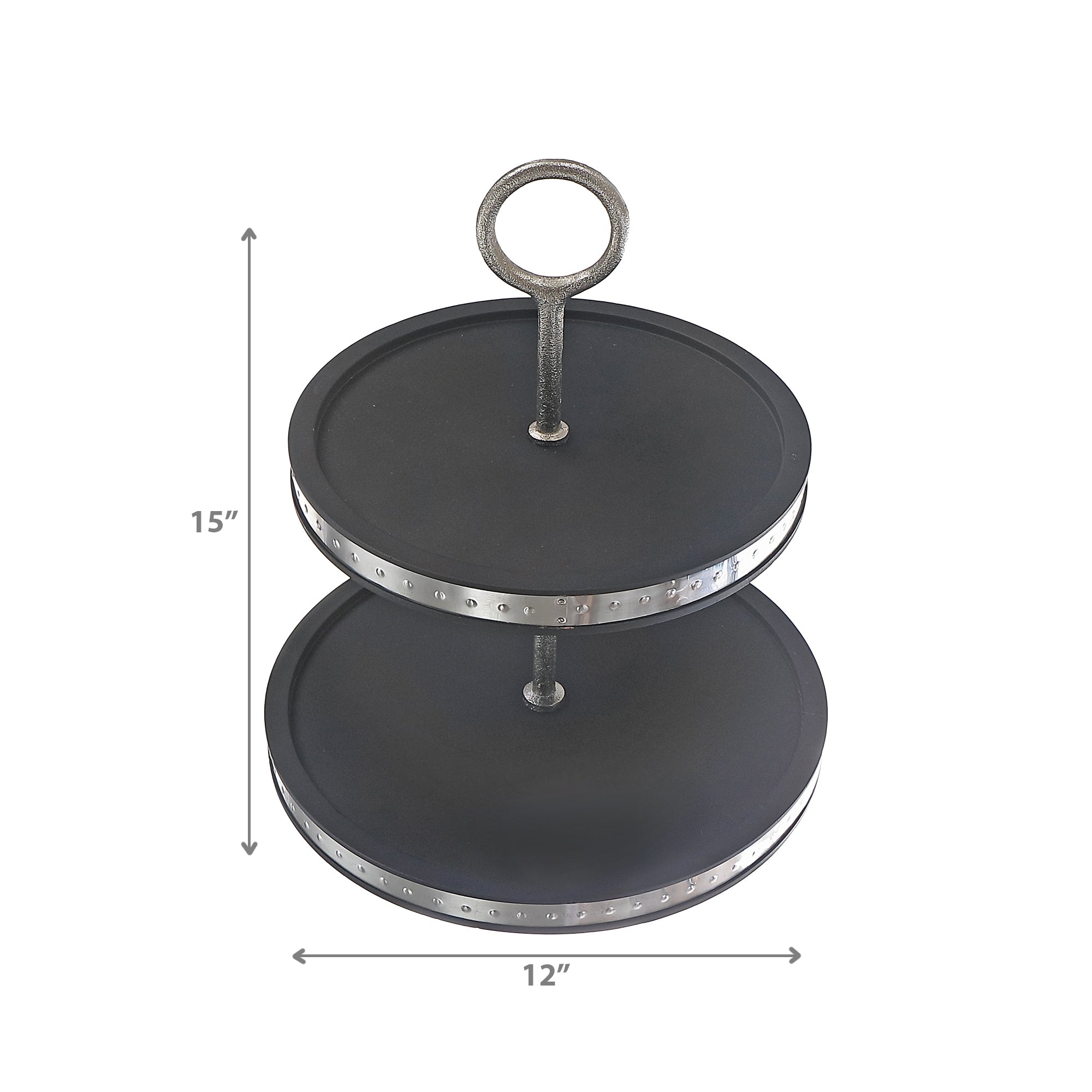 Acacia Wood With Copper Stainless Steel 2 Tier Stand, Acacia Wood 2 Tier Stand With Copper Stainless Steel Frame, Dessert Display Tray, Kitchen Serving Accessory