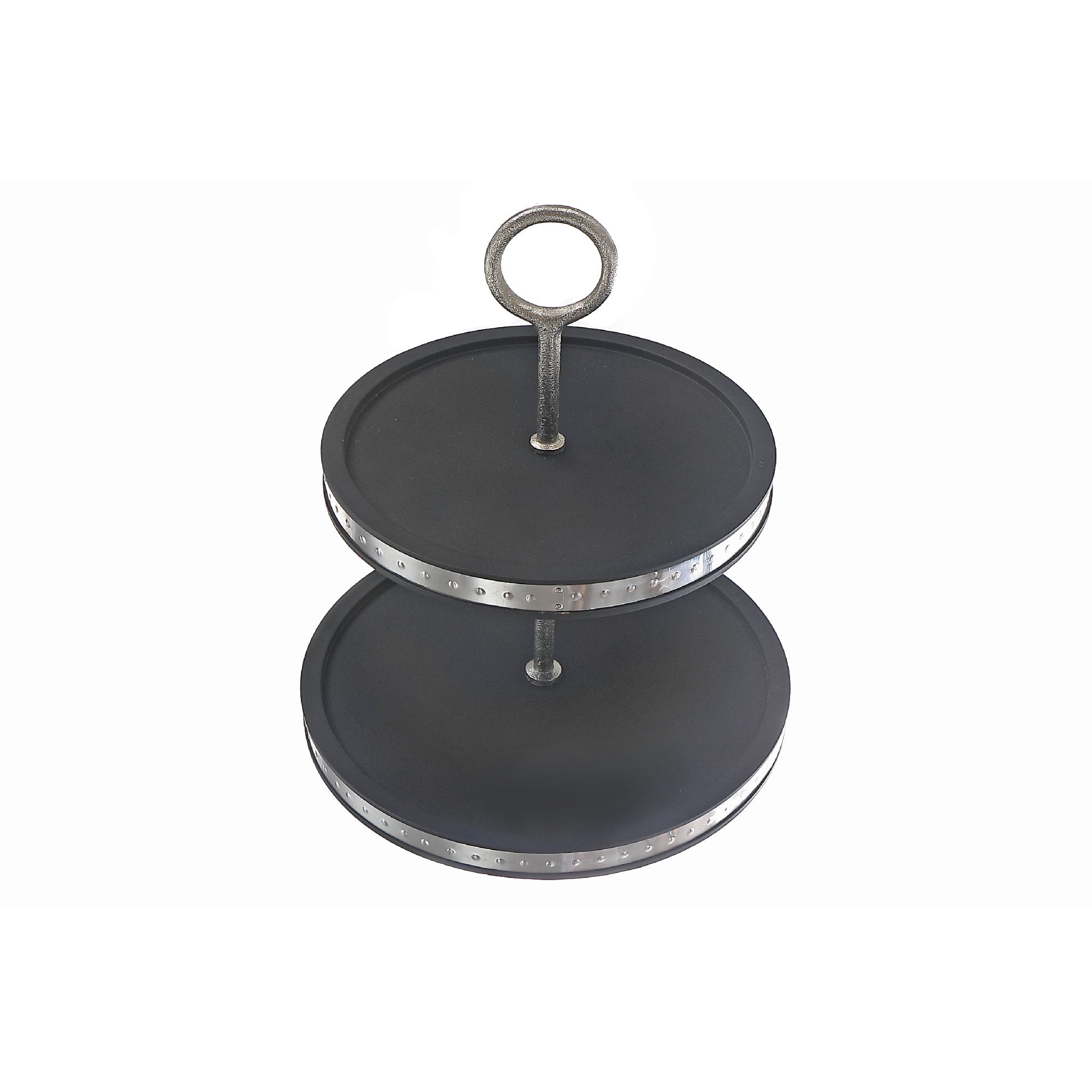 Acacia Wood With Copper Stainless Steel 2 Tier Stand, Acacia Wood 2 Tier Stand With Copper Stainless Steel Frame, Dessert Display Tray, Kitchen Serving Accessory