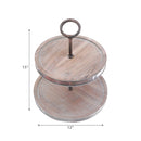 Acacia Wood W/Copper S/Steel 2 Tier Stand
