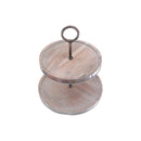 Acacia Wood W/Copper S/Steel 2 Tier Stand