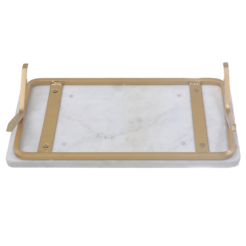 Marble Cheese Platter With Iron Gold Powder Coated Stand