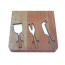 Acacia Wood Cheese Board W/3Pc S/S Cheese Tool Set & Glass Dome