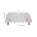 Set Of 2 Rectangle Scallop Marble Cake Plate With Acacia Wood Stand