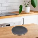 Acacia Wood Matt Black Salad Bowl With Hammered Strip