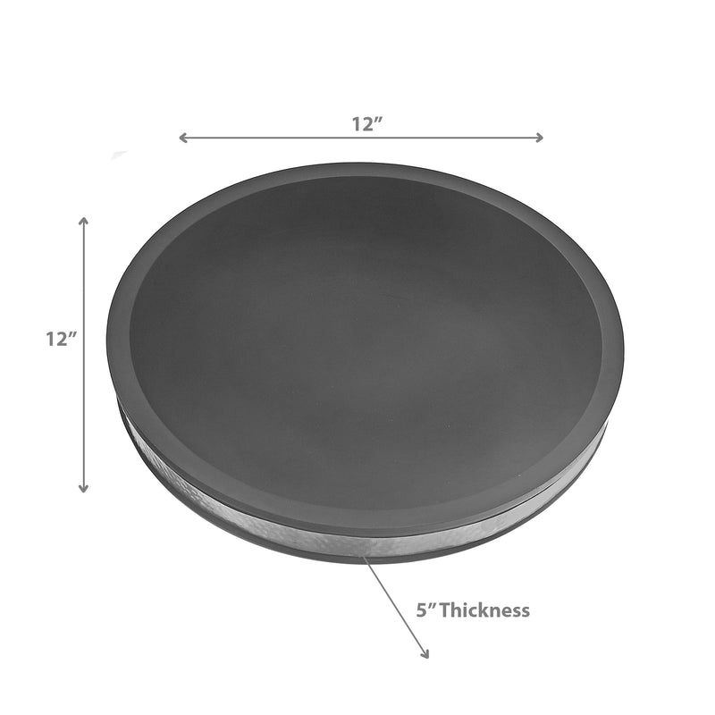 Acacia Wood Matt Black Salad Bowl With Hammered Strip