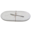 White Oblong Marble Plate & Spreader