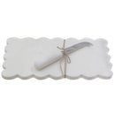 White Rectangle Scallop Marble Cheese Board & Spreader
