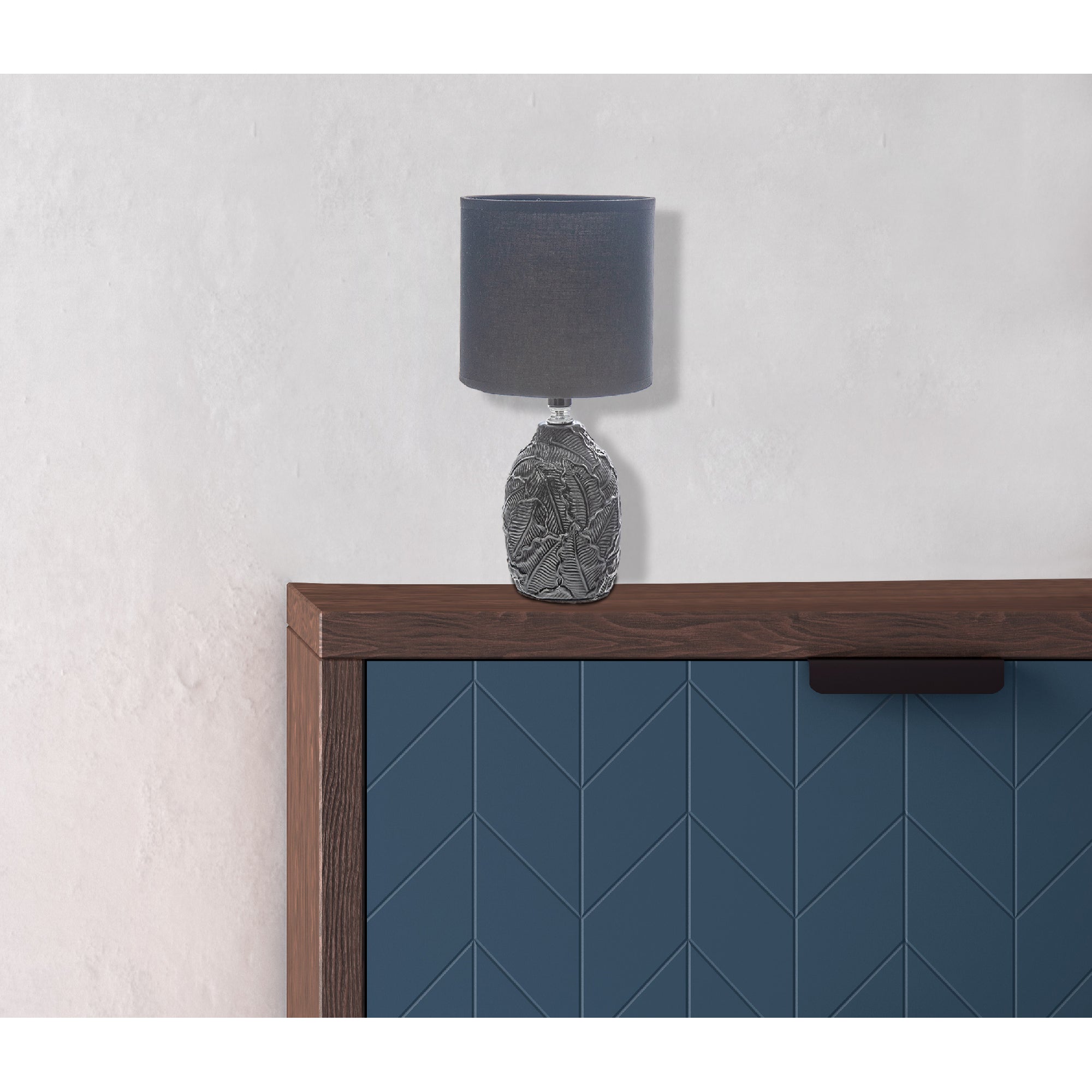 Ceramic Black Table Lamp With Leaflet Shade, Decorative Home Lighting