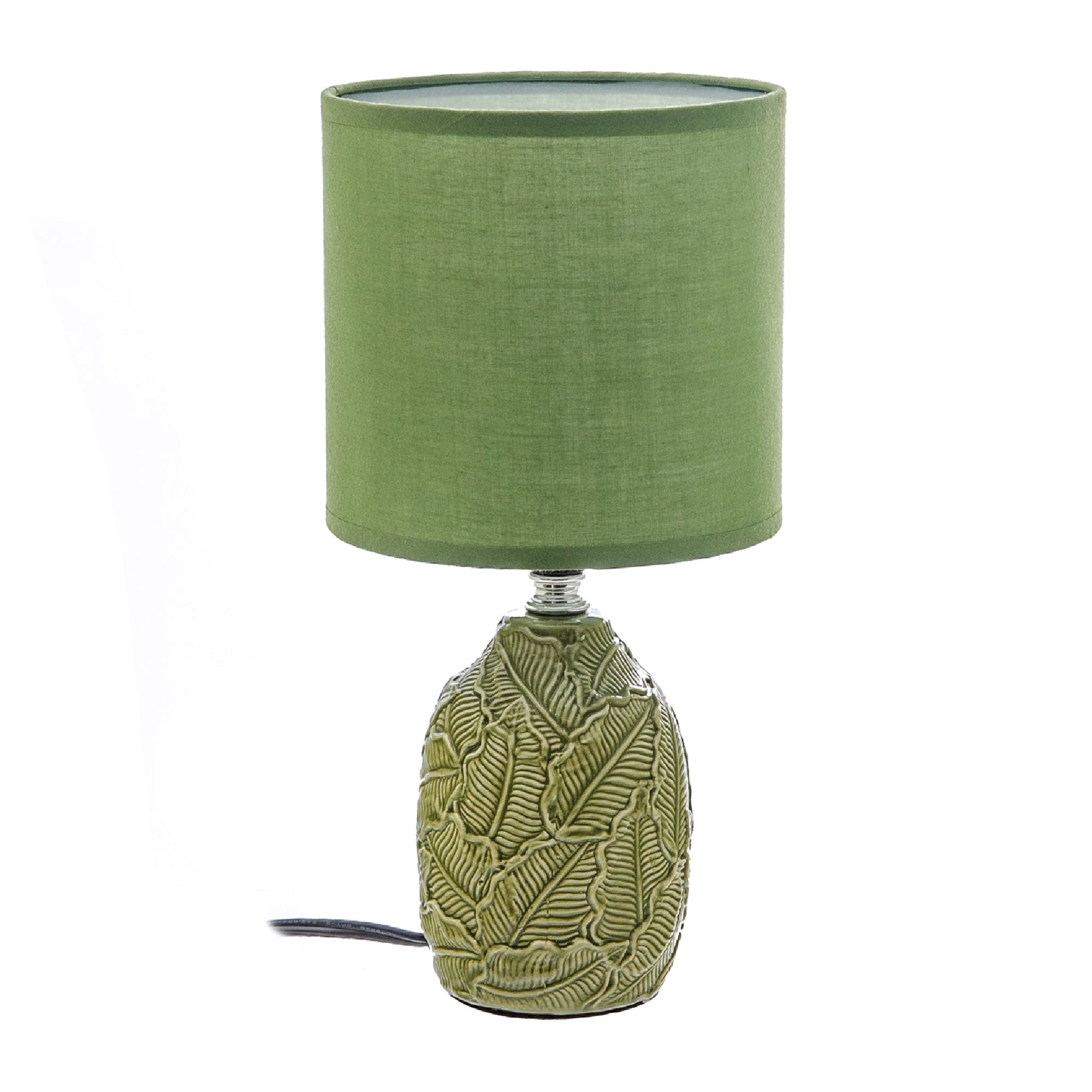Ceramic Green Table Lamp With Leaflet Shade, Decorative Home Lighting