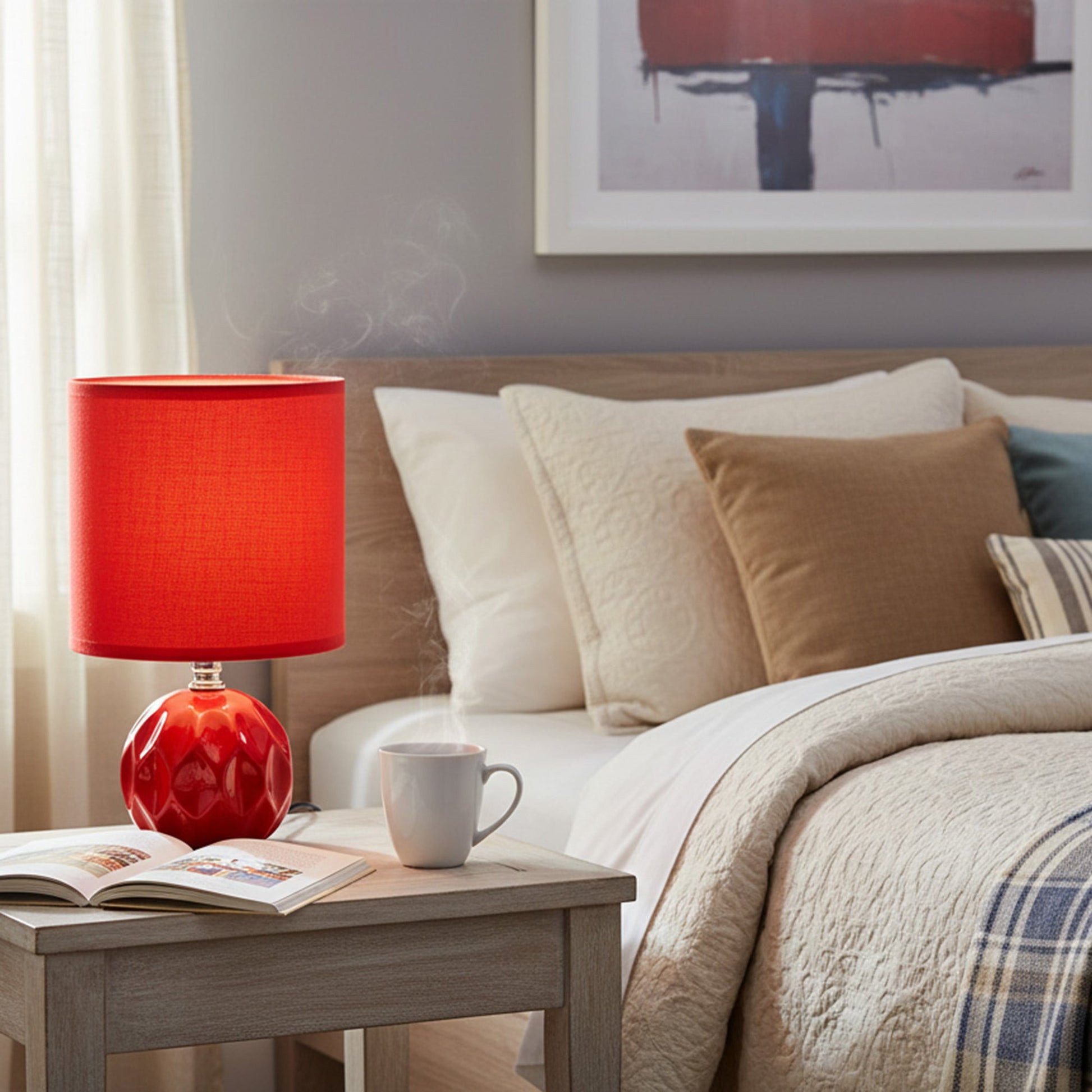 Coral Ceramic Table Lamp Featuring Fabric Shade from the Jolene Collection