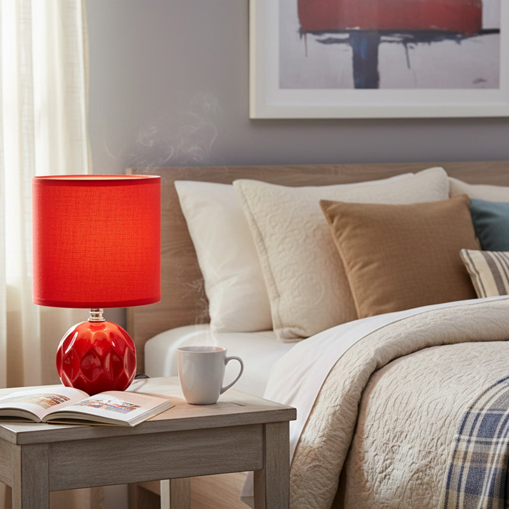 Coral Ceramic Table Lamp Featuring Fabric Shade from the Jolene Collection
