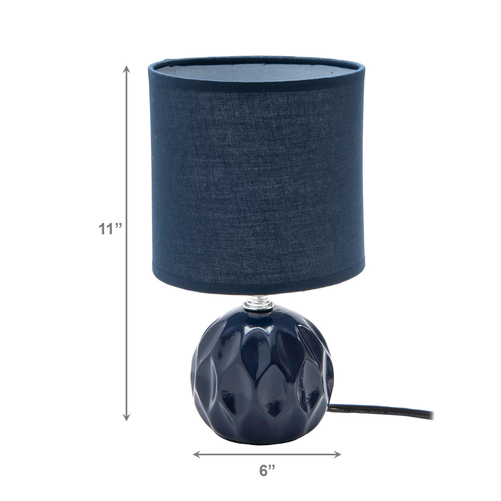 Navy Blue Ceramic Table Lamp with Soft Fabric Shade from the Jolene Collection