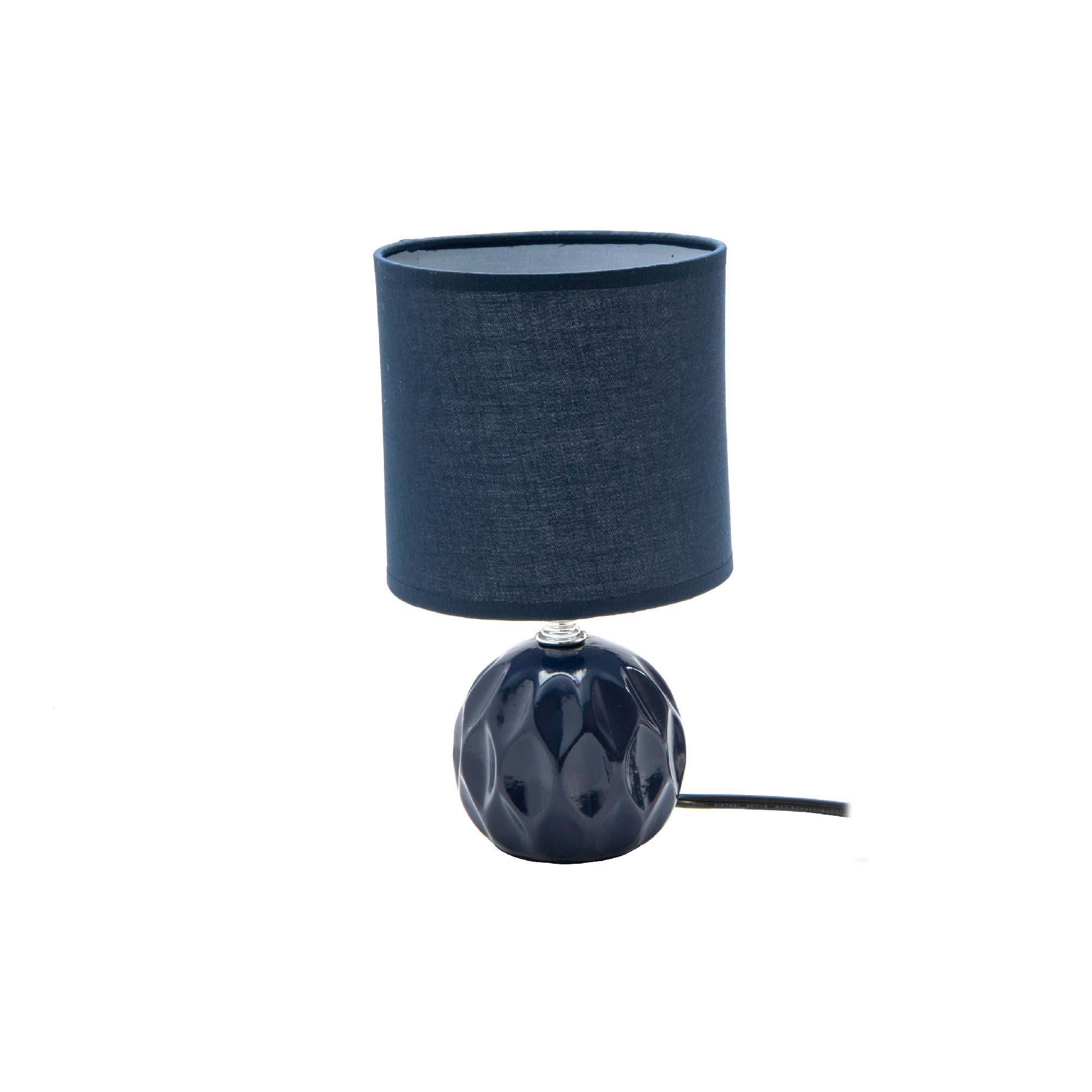 Navy Blue Ceramic Table Lamp with Soft Fabric Shade from the Jolene Collection