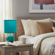 Teal Ceramic Table Lamp with Coordinating Fabric Shade from the Jolene Collection