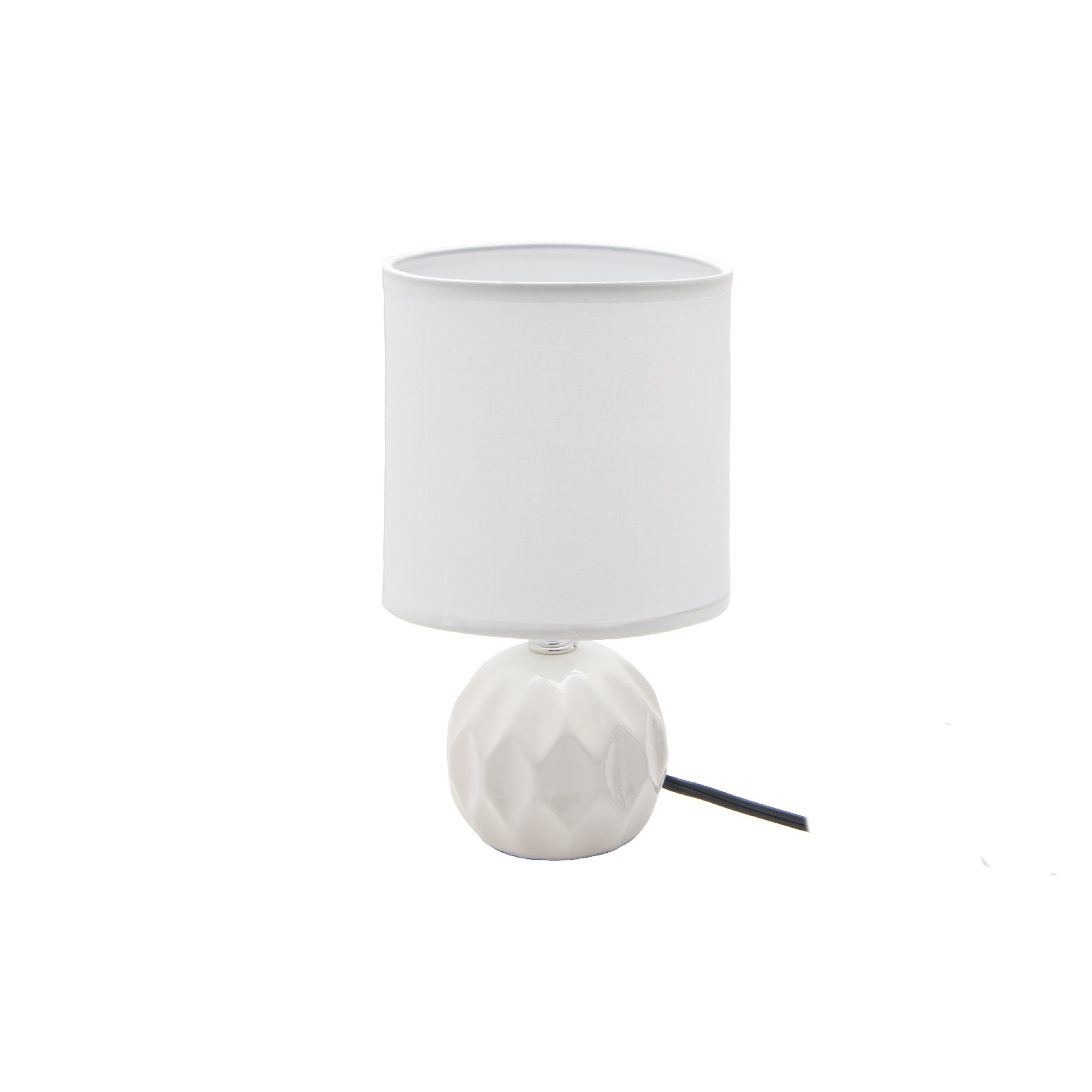 Classic White Ceramic Table Lamp with Elegant Fabric Shade from the Jolene Collection