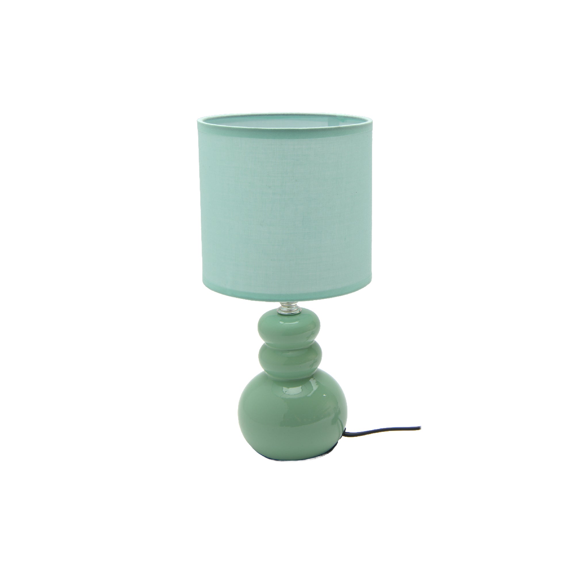 Refreshing Mint Green Ceramic Table Lamp with Ribbed Fabric Shade from the Bubbly Line