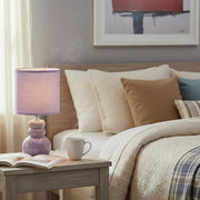 Vibrant Purple Ceramic Table Lamp with Textured Fabric Shade from the Bubbly Line