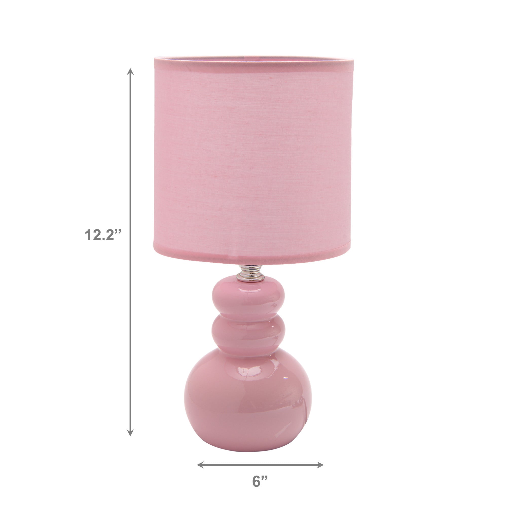 Soft Pink Ceramic Table Lamp with Ribbed Fabric Shade from the Bubbly Collection