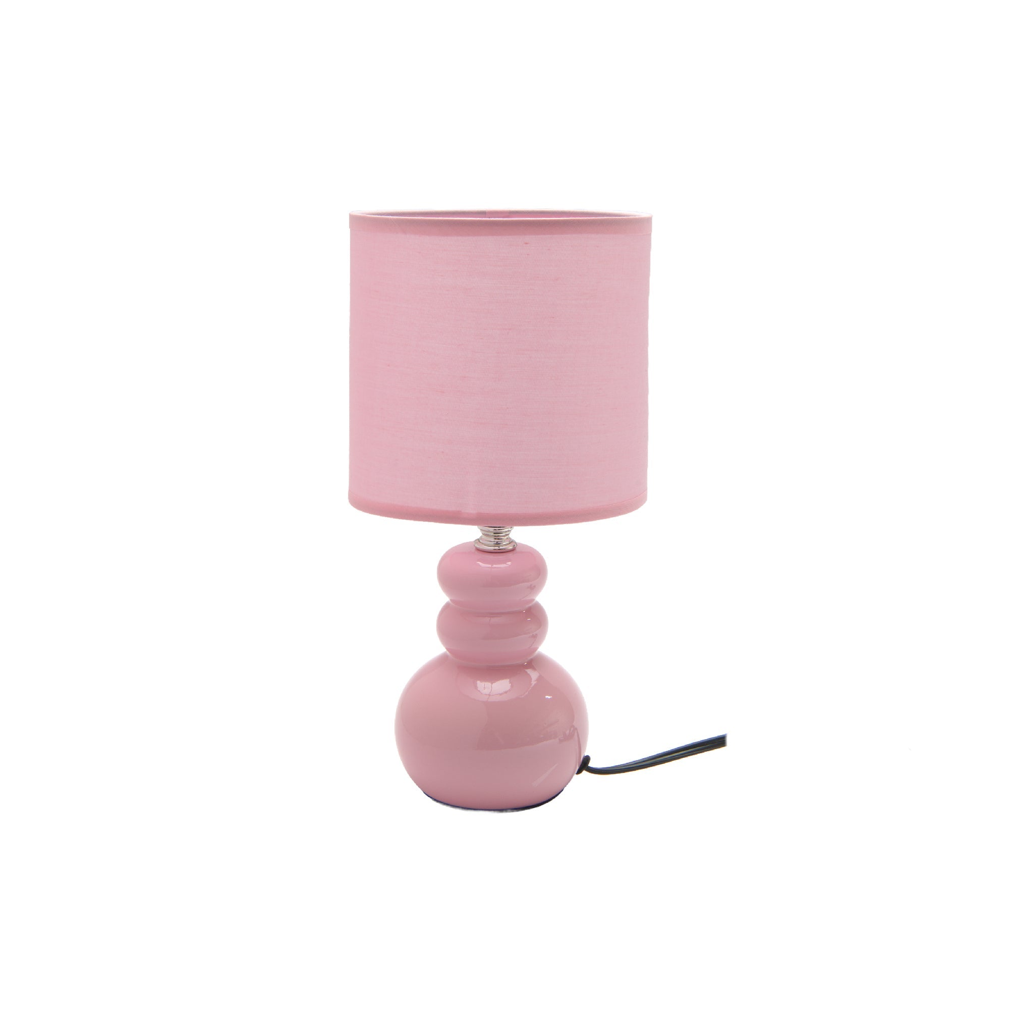 Soft Pink Ceramic Table Lamp with Ribbed Fabric Shade from the Bubbly Collection