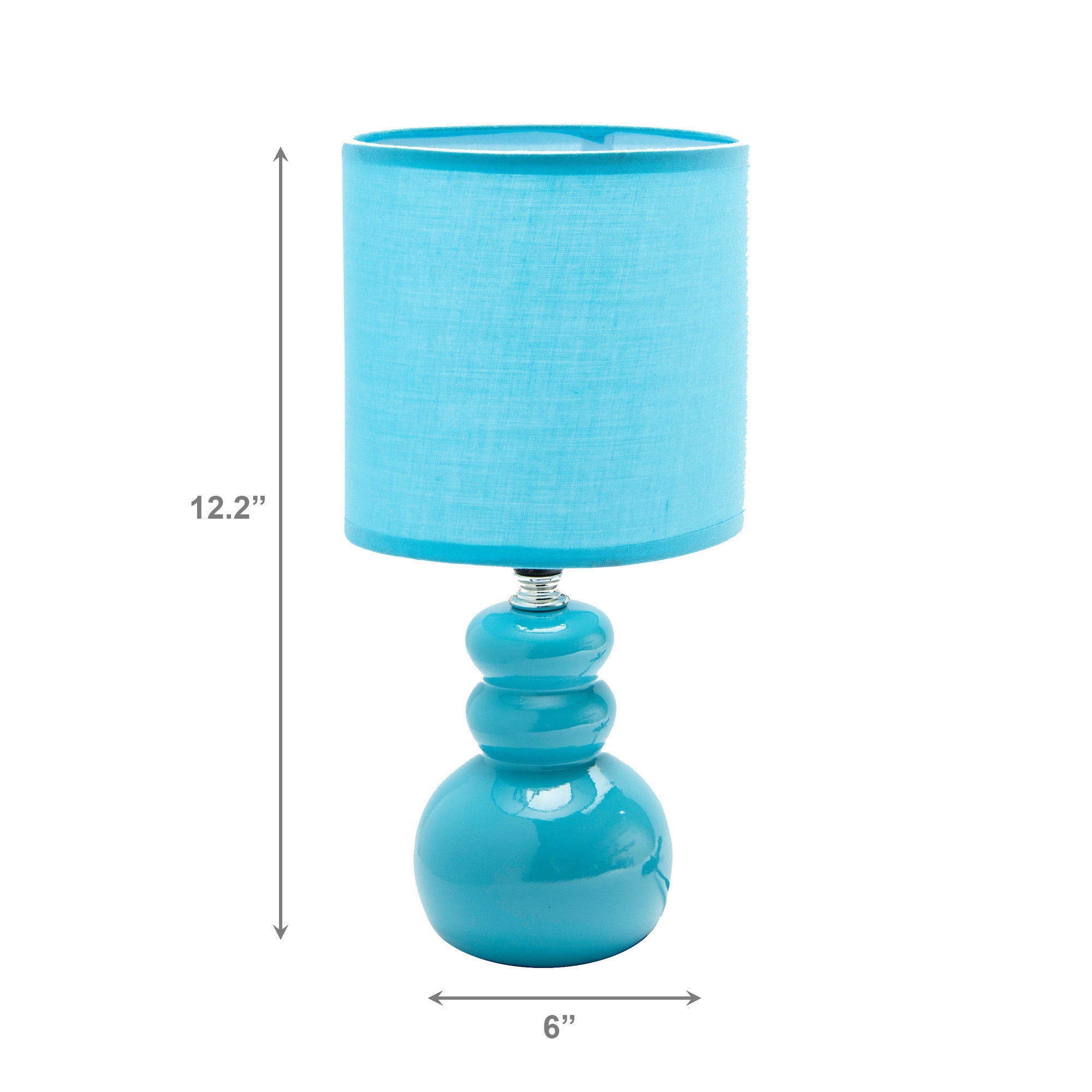 Calm Sky Blue Ceramic Table Lamp with Ribbed Fabric Shade from the Bubbly Collection