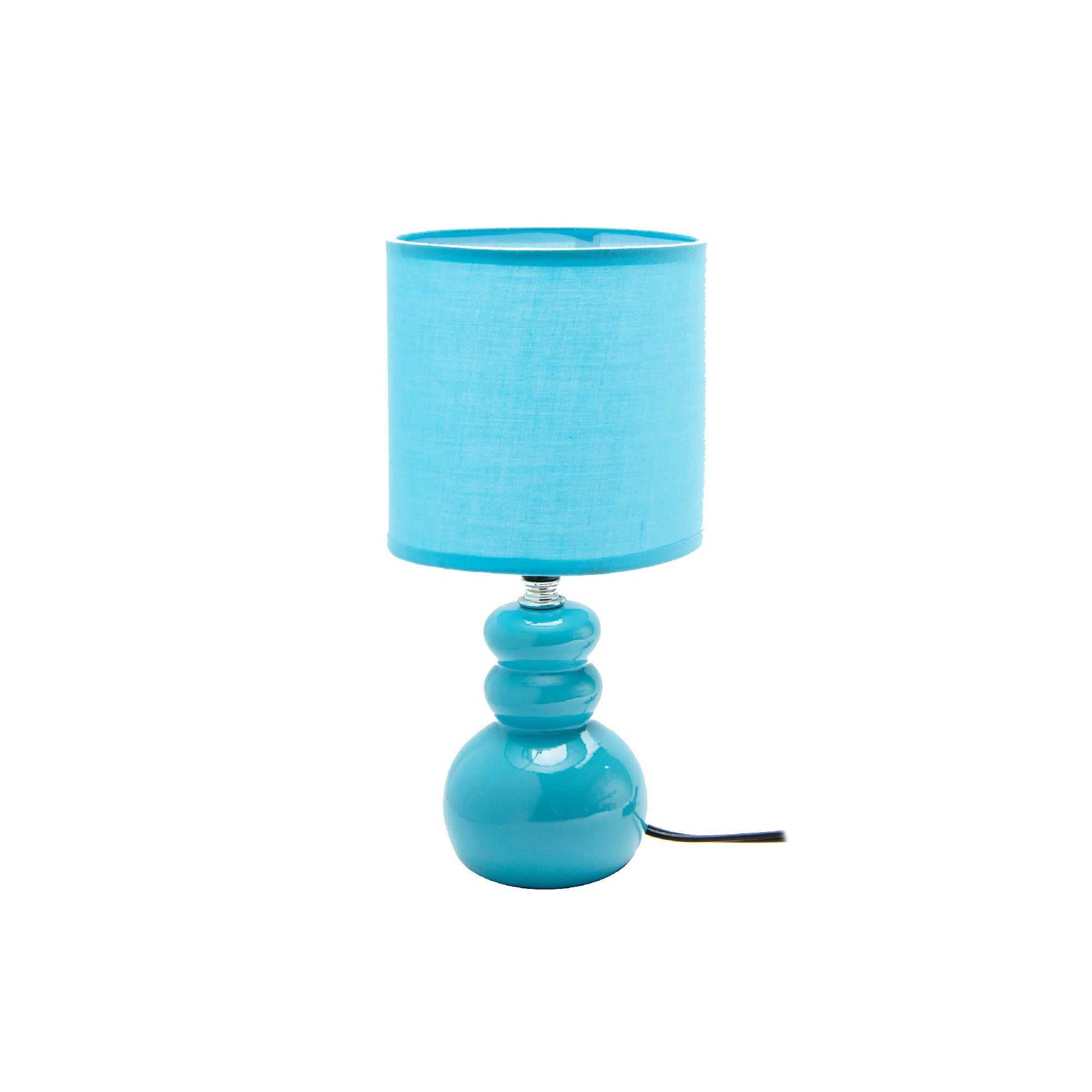 Calm Sky Blue Ceramic Table Lamp with Ribbed Fabric Shade from the Bubbly Collection