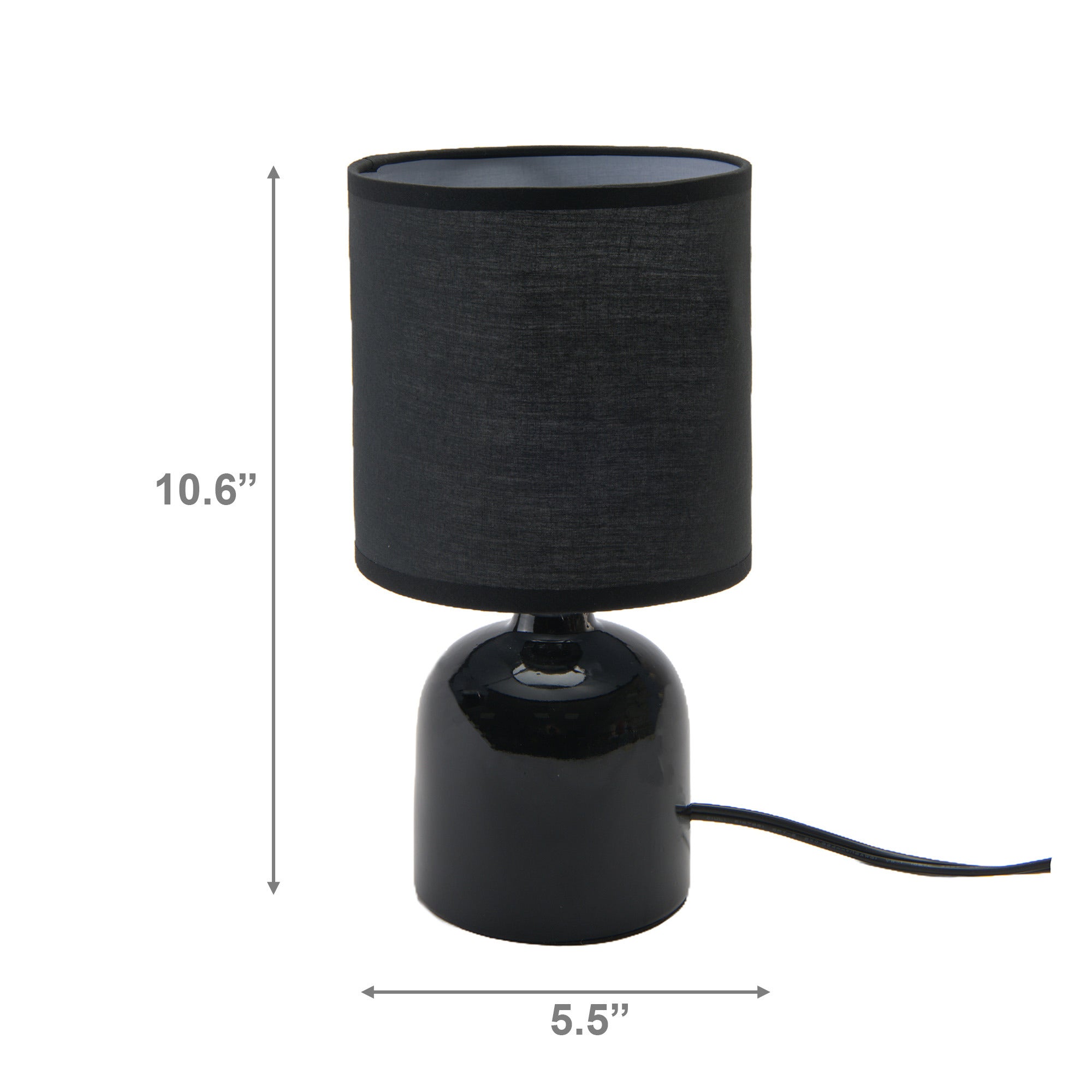 Sleek Black Ceramic Table Lamp with Dome-Shaped Fabric Shade