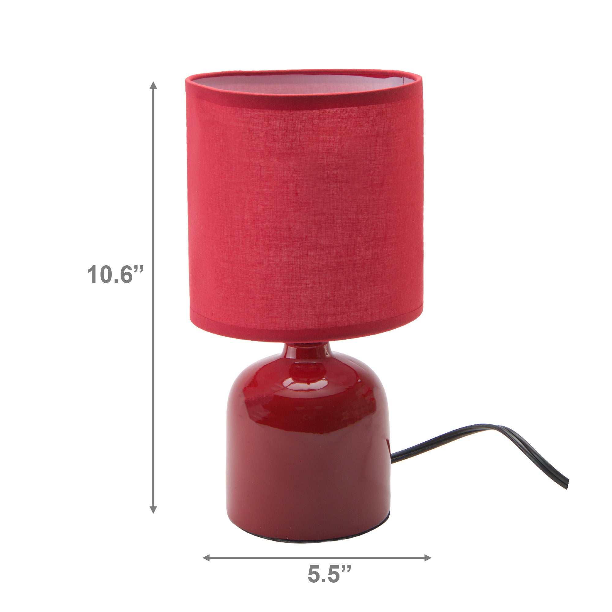 Bold Red Ceramic Table Lamp with Dome-Shaped Fabric Shade