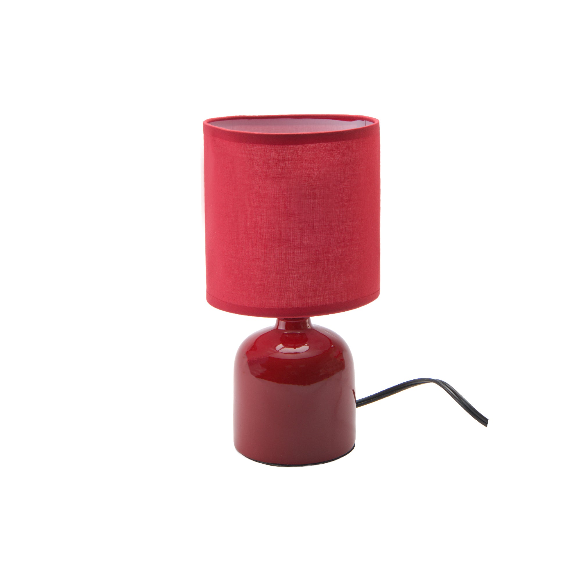 Bold Red Ceramic Table Lamp with Dome-Shaped Fabric Shade