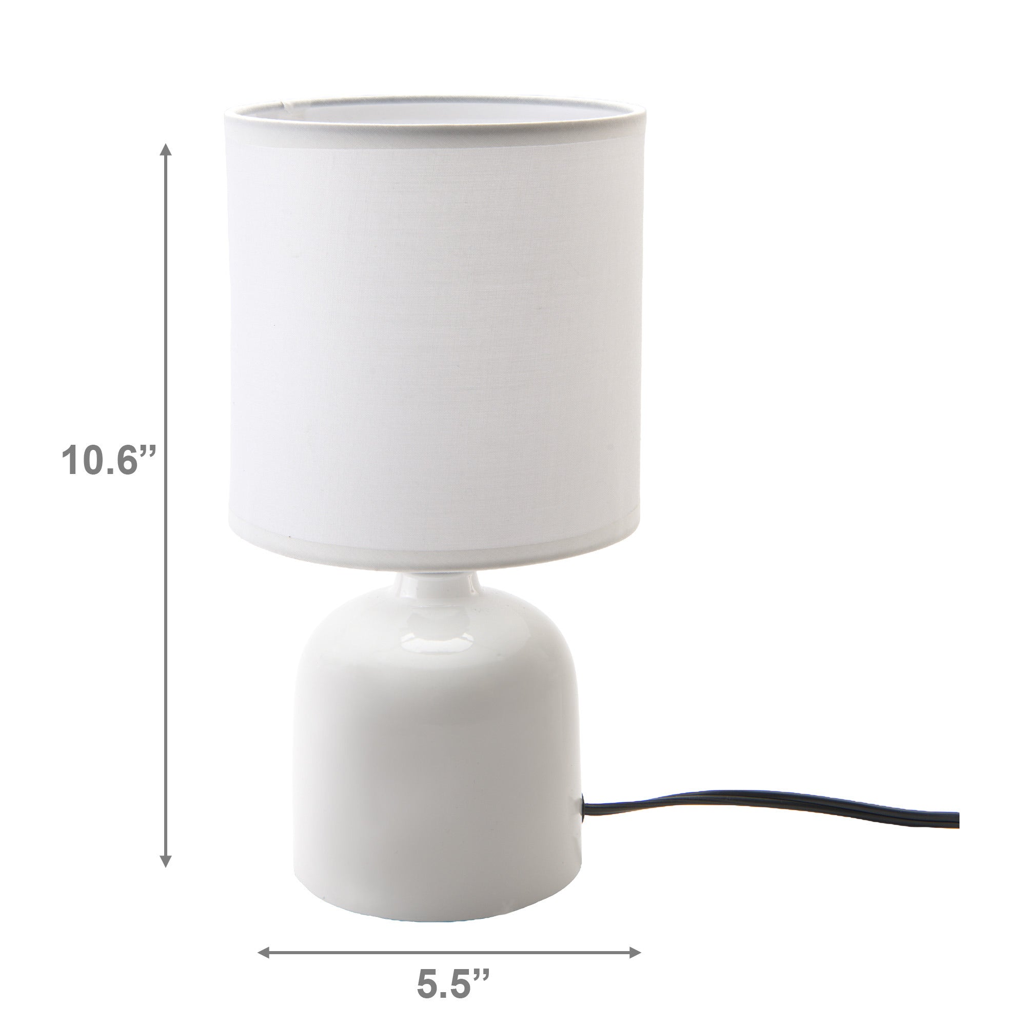 Classic White Ceramic Table Lamp with Dome-Shaped Fabric Shade