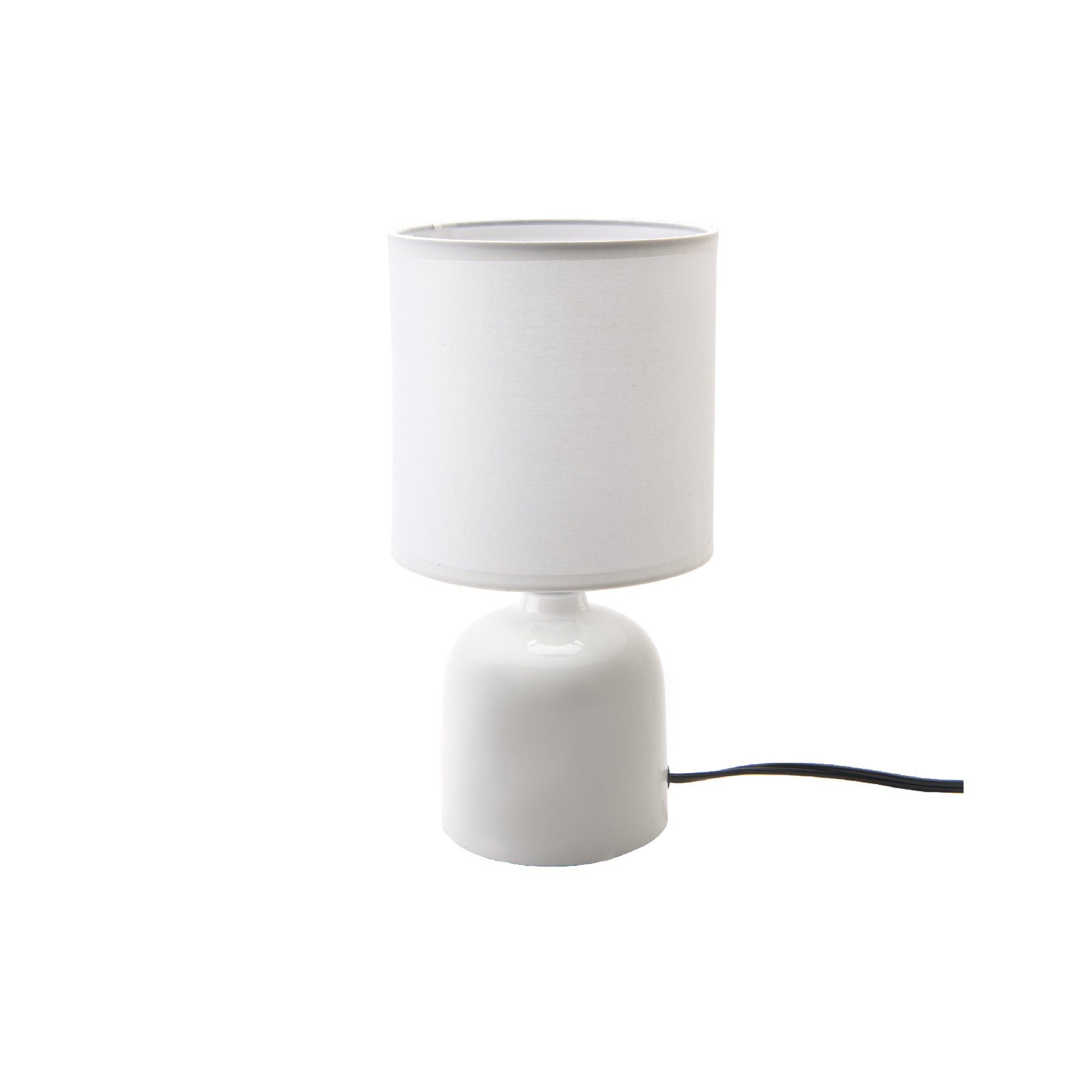 Classic White Ceramic Table Lamp with Dome-Shaped Fabric Shade